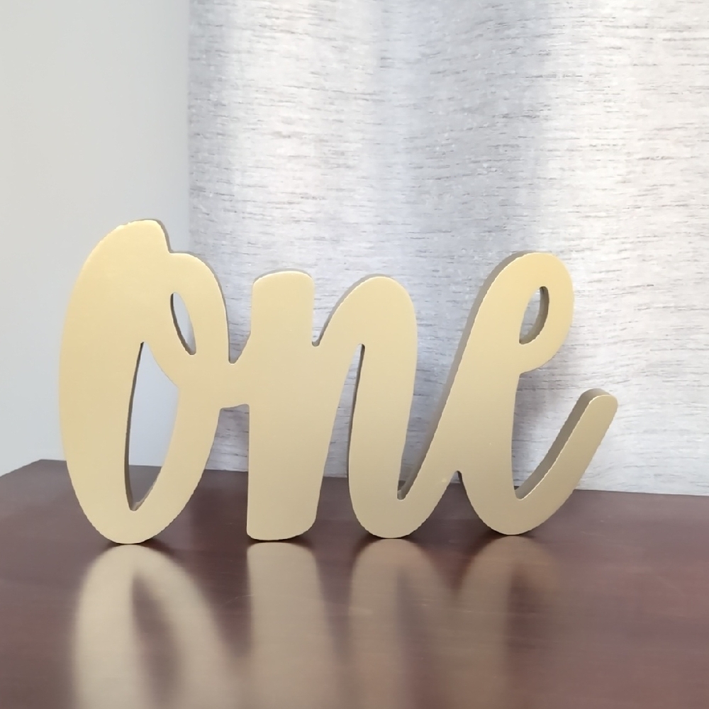 "One" Solid Wood Sign - Picture 1 of 2